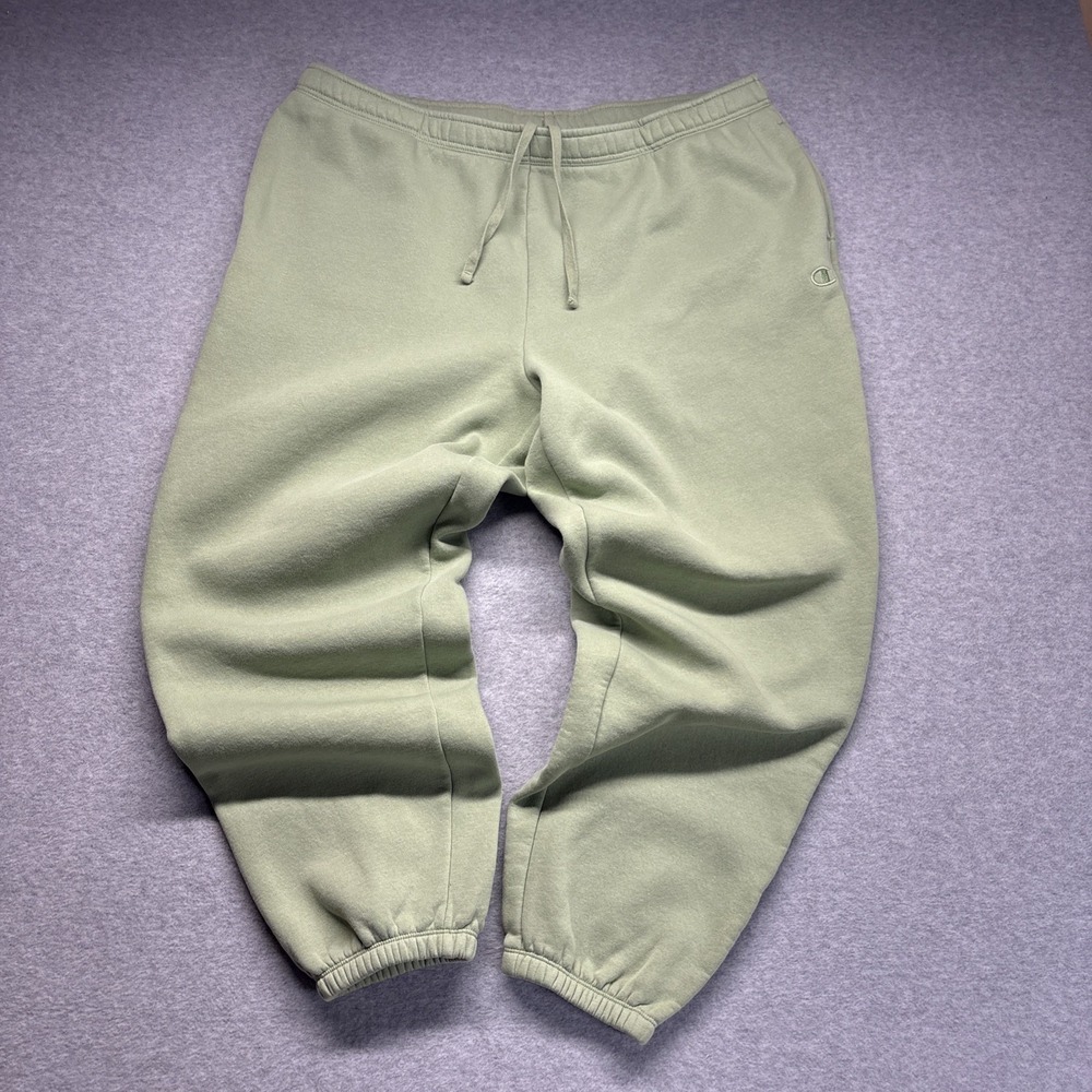 Champion Womens Jogger Sweatpants Basil Green Soft Fleece Oversized 2XL